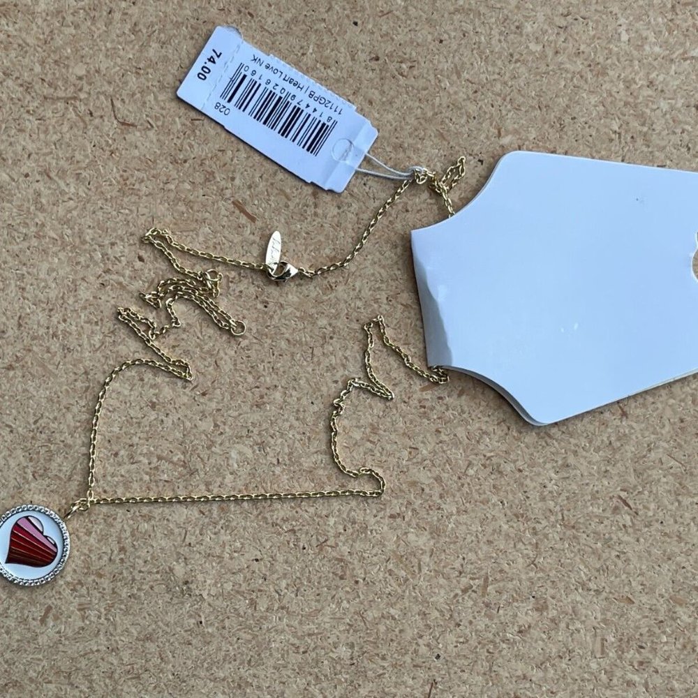Lulu DK Women Necklace LOVE Heart Pendant Gold Tone 14k Plated Reversible $74 - Picture 9 of 12